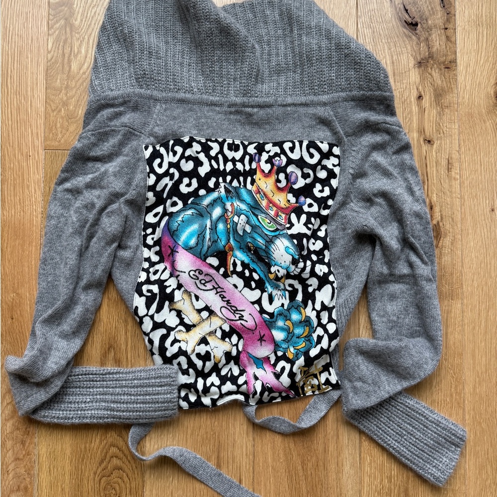 Y2K ed hardy cropped cardigan